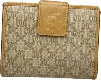 Celine Pre-owned Triomphe Portemonnee - Dames - Vintage Accessoires - Beige - ONE Size - Leer - Vintage