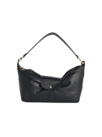Longchamp Le Pliage Xtra Bow schwarze Lear-Umh&auml;ngetasche