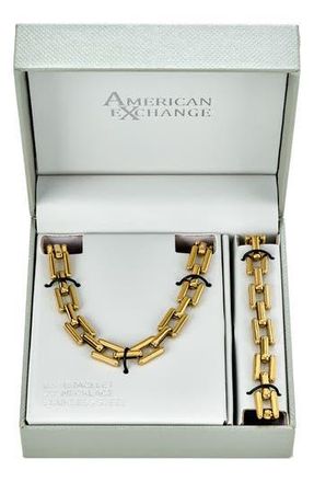 American Exchange Mens Square Linked Bracelet in Gold at Nordstrom Rack