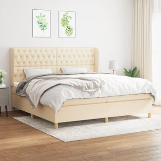 vidaXL Vidaxl - Cama Box Spring Con Colch&oacute;n Tela Color Crema 200x200 Cm