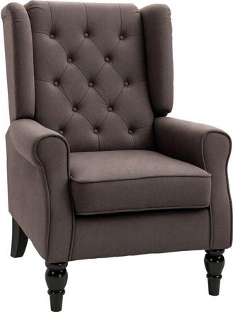 HOMCOM Homcom - Accent Armchair Home Furniture Tufted Club Wood Fabric Brown