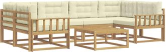 vidaXL Conjunto De Sof&aacute;s De Exterior 5 Uds. Blanco Y Crema Vidaxl