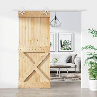 vidaXL Vidaxl - Puerta Corredera Con Herrajes Madera Maciza De Pino 85x210 Cm