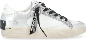 Crime London Sk 8 Deluxe Silver Glam - Dames - Sneakers - Wit - 36 EU - Katoen - Schoenen