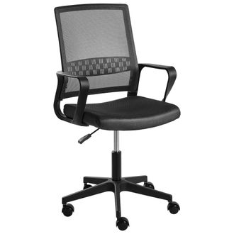 Beliani Silla De Oficina Moderna Con Altura Ajustable Giratoria Tapizado De Malla Negro Ease