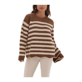 Semicouture Bruine Trui Dames - Dames - Ronde hals truien - Bruin - S - Truien & Vesten