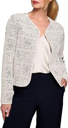 Nic+Zoe Tapestry Knit Jacket in Cream Multi at Nordstrom, Size Xx-Large