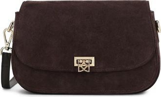Kazar Kleine su&egrave;de tas met monogramsluiting - Dames - Schoudertassen - Bruin - ONE Size - Su&egrave;de - Tassen