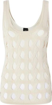 Pinko Witte Mouwloze Top met Uitgesneden Details - Dames - Tops zonder mouwen - Wit - XS - Tops