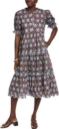 English Factory Contrast Scallop Edge Midi Dress