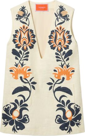 La DoubleJ floral sleeveless tunic dress - women - Cotton/Elastane - L - Neutrals