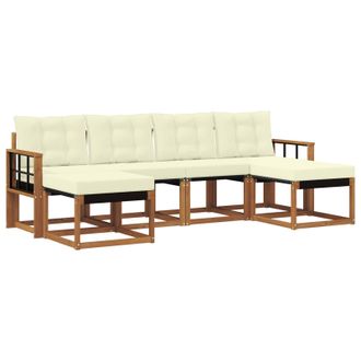 vidaXL Conjunto De Sof&aacute;s De Exterior Con Coj&iacute;n 6 Pcs Natural Y Crema Vidaxl