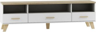 Mirjan24 Mobilier1 - Mueble Tv Larfloi 109, Blanco + Roble Sonoma, N&uacute;mero De Puertas: 0, N&uacute;mero De Cajones: 0, 180x53x40cm