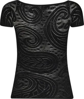 Etro Womens Off-The-Shoulder Knit Top Black Paisley Viscose Sweater