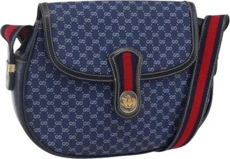 Gucci Pre-owned Cross Body Bags, female, Blue, Size: ONE SIZE Pre-owned Canvas Crossbody Bag