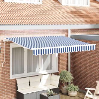 vidaXL Tela De Recambio Para Toldo Azul Y Blanco 300 X 200 Cm Lona Vidaxl