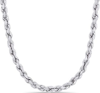 Amour 24 Inch Rope Chain Necklace In Sterling Silver with Lobster Clasp (5mm)
