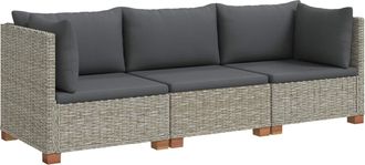 vidaXL 3 Uds. Conjunto De Lounge De Rat&aacute;n Con Cojines Gendt Gris Kubu Vidaxl