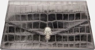 Alexander McQueen Skull Mini croc-effect leather clutch