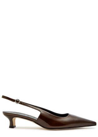 Aeyde Aeyde Catrina 35 Patent Leather Slingback Pumps - Brown