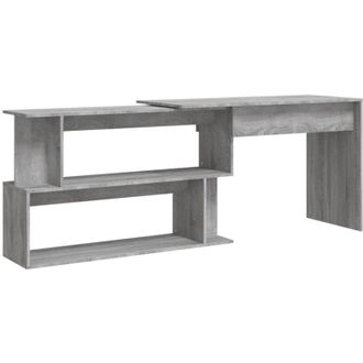 vidaXL Corner Desk Grey Sonoma 200x50x76 cm Engineered Wood Vidaxl