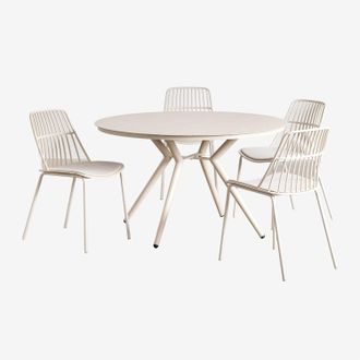 Sklum Sklum - Set De Mesa Redonda En Aluminio (&oslash;100 Cm) Valerie Y 4 Sillas De Jard&iacute;n Maeba
