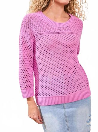 Tribal Crew Neck Open Stitch Sweater In Wisteria