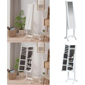 vidaXL Specchio Autoportante Bianco 34x37x146 cm - Specchio da parete - Specchio da bagno