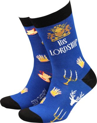 Sock Therapy Mens Novelty Socks, 1 Pair, His Lordship Design, UK 8-11/EU 40-46, 75% Bamboo Viscose Blend, 23cm Height, Natural Soft Sustainable