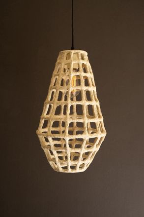 Kalalou Tall Paper Mache Grid Pendant Light