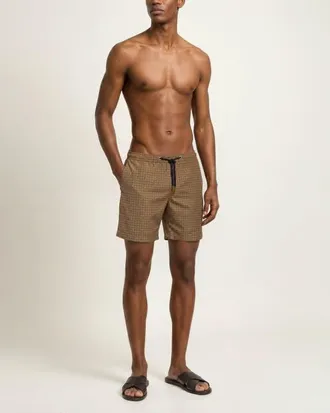 Orlebar Brown Bulldog Drawcord Printed Tessoro Swim Shorts in Bronze at Nordstrom, Size 40