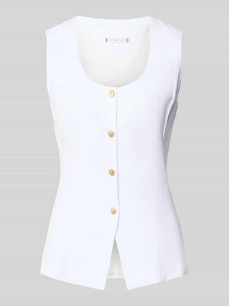 Tommy Hilfiger Slim Fit Weste aus Leinen-Mix in Weiss, Gr&ouml;&szlig;e 34