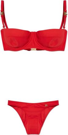 Dolce & Gabbana Tweedelig badpak - Dames - Bikinis - Rood - L - Tweed - Badmode