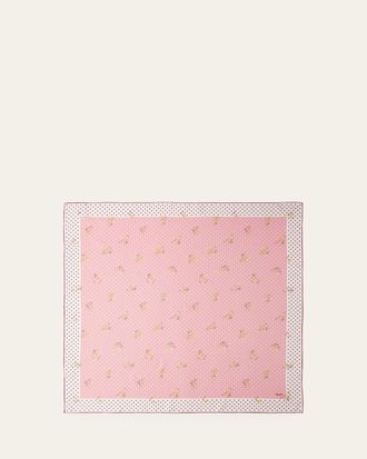 Prada Polka Dot Floral-Print Silk Twill Scarf