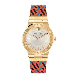 Versace Greca Logo 38 mm - Dames - Horloges - Veelkleurig - ONE Size - Leer - Accessoires