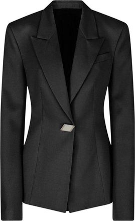 The Attico Zwarte Gabardine Blazer met Logo Voering - Dames - Blazers - Zwart - XS - Wol - Jassen