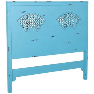 Wanderlust Deco Cabezal de cama de madera azul 150x5x130