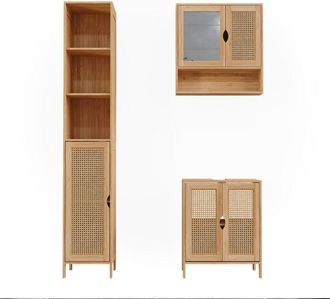 Vicco Conjunto De Muebles De Ba&ntilde;o Liora, Bamb&uacute;, 3 Partes