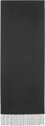 Saint Laurent Zwarte Kasjmier Geborduurde Sjaal met Franjes - Heren - Wintersjaals - Zwart - ONE Size - Kasjmier - Accessoires