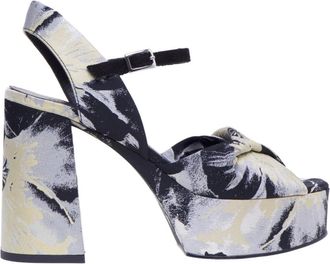 Vic Mati&eacute; Sandaal met bloemenprint - Dames - Sandalen met hakken - Veelkleurig - 37 EU - Leer - Schoenen