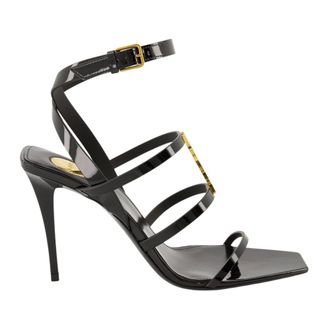 Saint Laurent High Heel Sandals, female, Black, Size: 8 1/2 US Cassandra Patent Leather Sandals