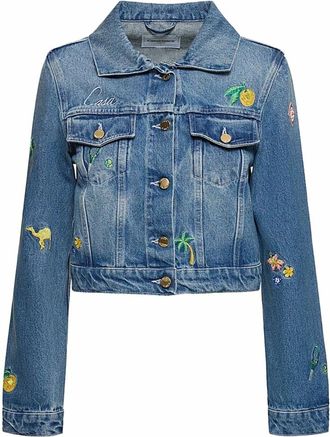 Casablanca Denim Jackets, female, Blue, Size: 2XS Giacca