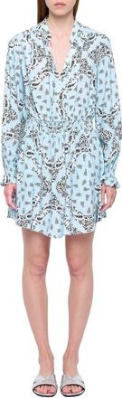 Zadig&Voltaire Rayados Long Sleeve Minidress in Bleu Oxford at Nordstrom, Size X-Small