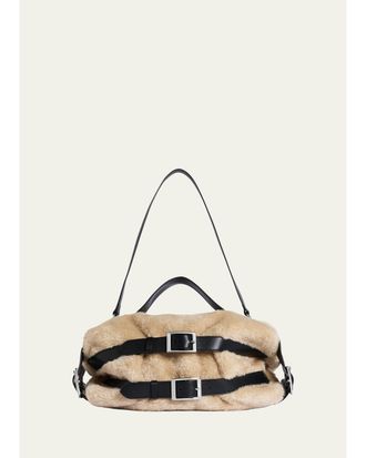 Simone Rocha Biker Belted Faux Fur Shoulder Bag