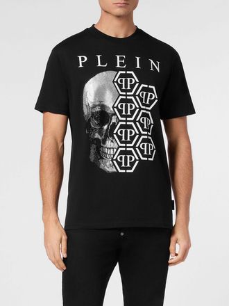 Philipp Plein T-shirt slim fit in cotone con stampa Skull e monogram