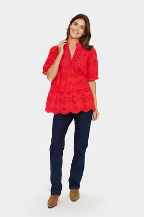 Saint Tropez Blouse met korte mouwen Regular fit Flame Scarlet red
