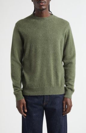 Massimo Alba Mens Crewneck Cashmere Sweater in Militare at Nordstrom, Size X-Large