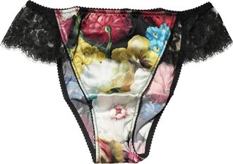 Dolce & Gabbana Womens Black Floral Lace Mid Waist Brief Panty Underwear Elastane Cotton Clothing
