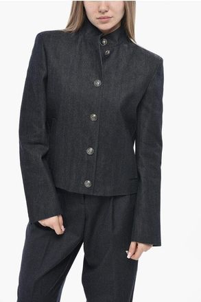 Loro Piana Dark-Wash Denim Jacket With Korean Collar size 42