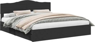 vidaXL Storage Bed with Headboard Black 200 x 200 cm Engineered Wood vidaXL